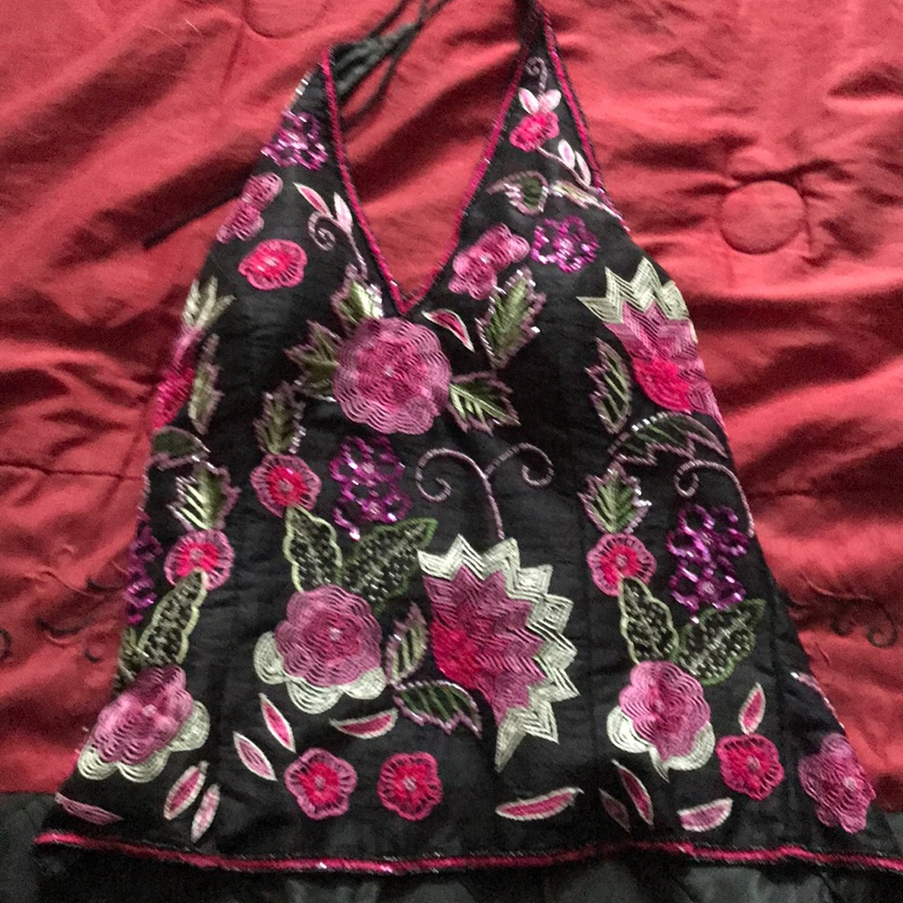Hand-beaded camisole.